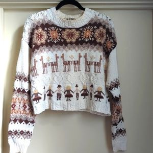 Vintage sweater with boy and girl size large crop